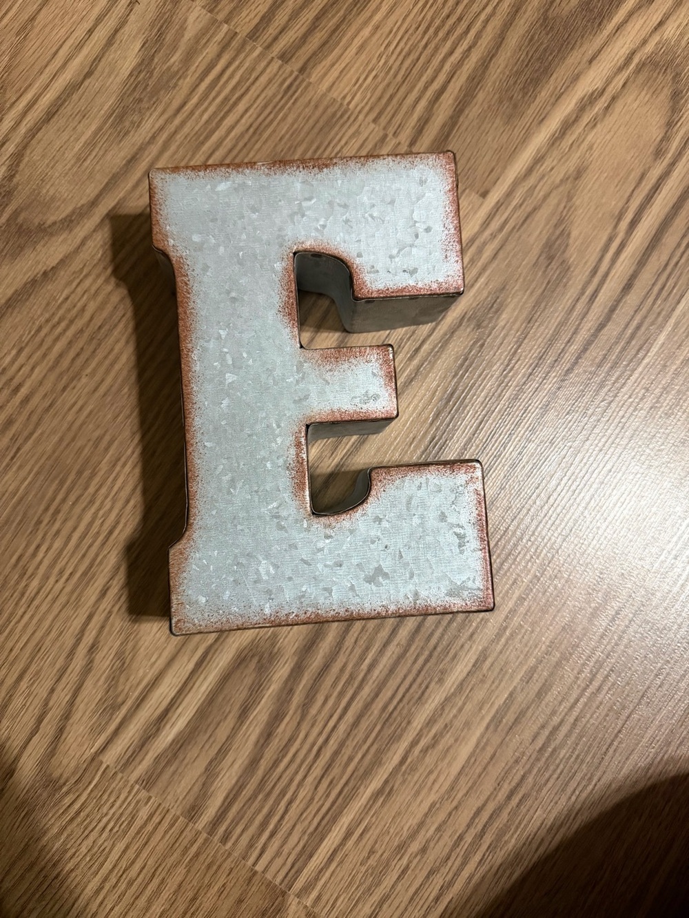 Decorative Metal Letter E - White with Copper Edging